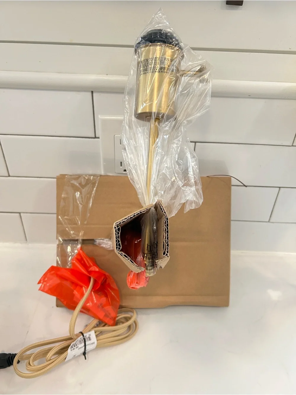 Threshold Brass Wall Sconce Plug In NIB